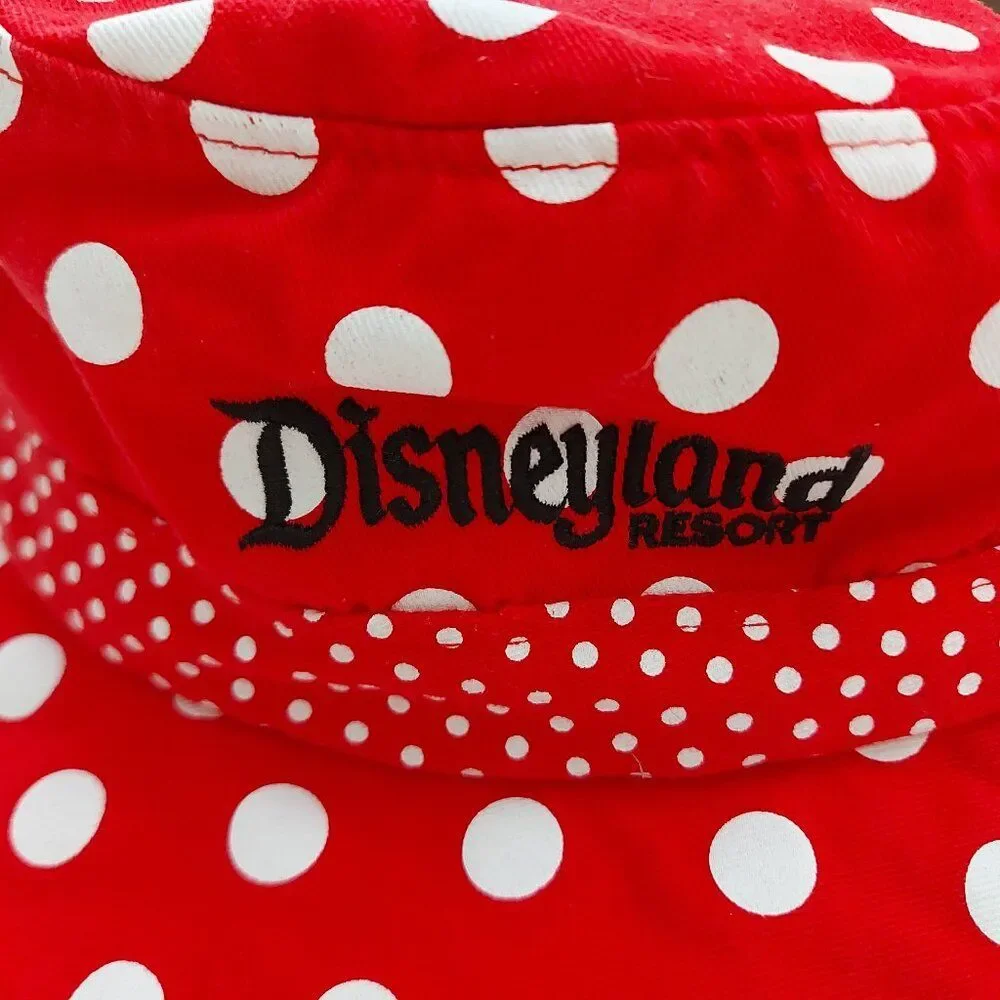 Disneyland Parks Bucket Hat Girl One Size Red Polka Dot Minnie Mouse Embroidered